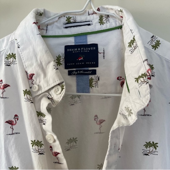 Bottom down shirts red tropical pattern - Picture 7 of 9